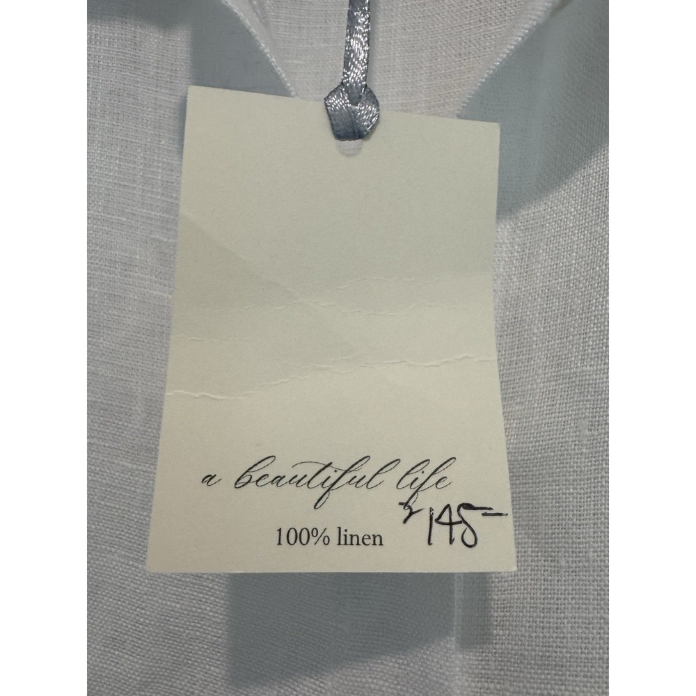 NWT Crown Linen Designs White 100% Linen Long Sleeve Tunic Sz L Button Down - Picture 4 of 11